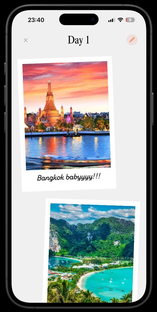TripMemo app left