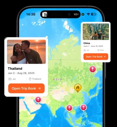 TripMemo travel map with photo pins