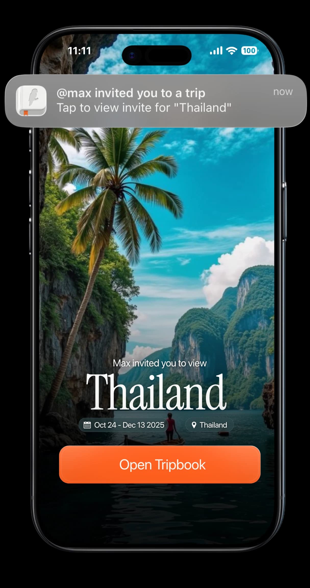 Private TripMemo invitation page for a shared group trip